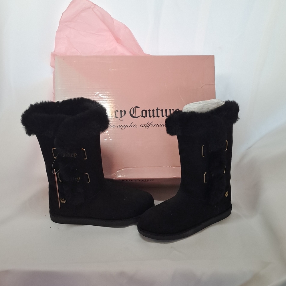 Juicy Couture Black Winter Boots with Gold Accents